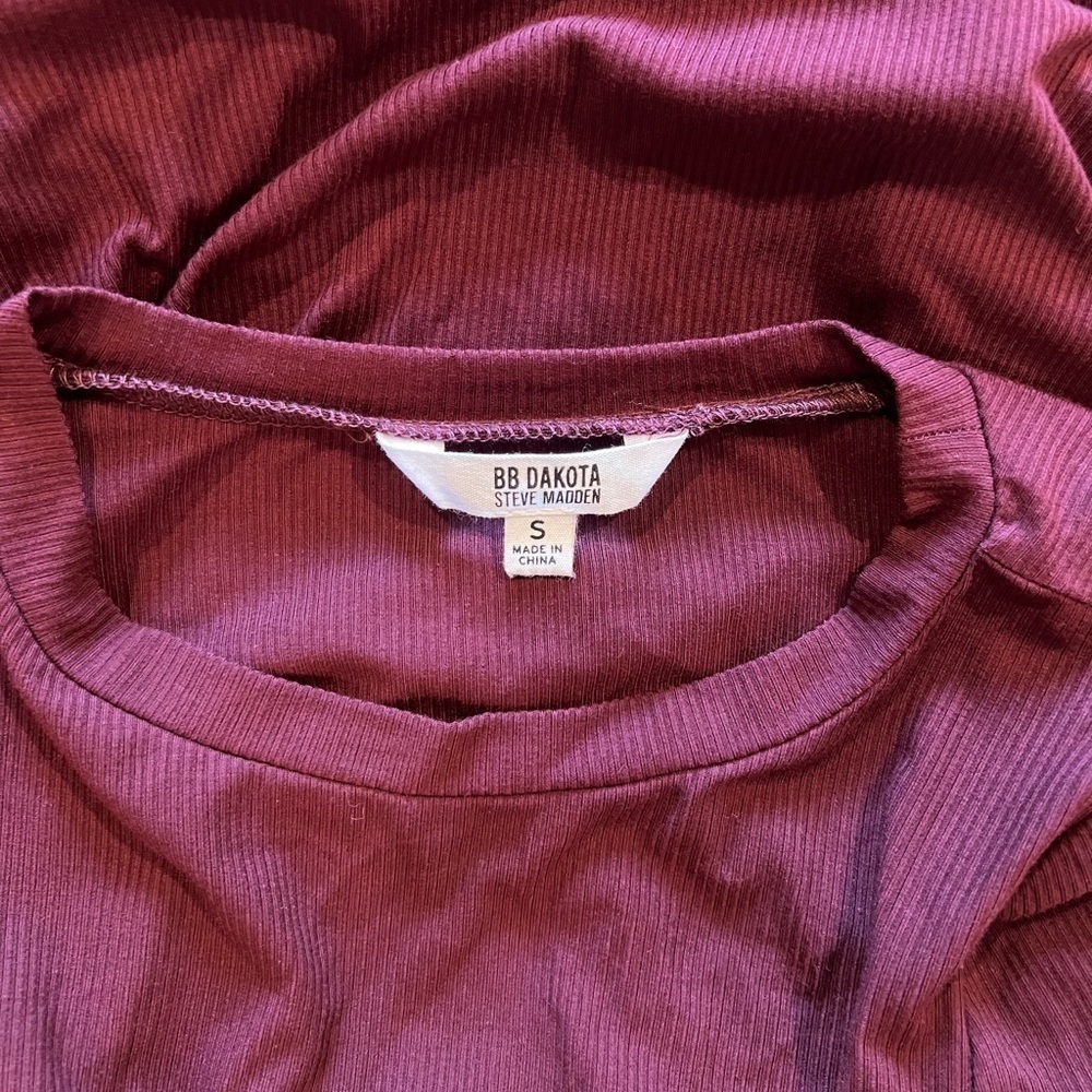 NEW BB Dakota by Steve Madden #1 Crush Rib Knit Mini Dress Deep Lipstick Red - Picture 4 of 4